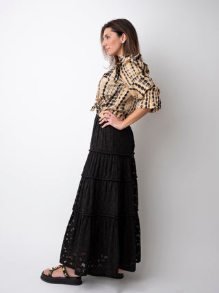 Chrisa Black Arch Lace Skirt