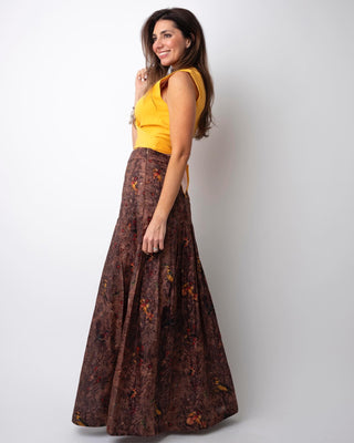 Paisley Sleeveless Knotted Wrapping Yellow Blouse
