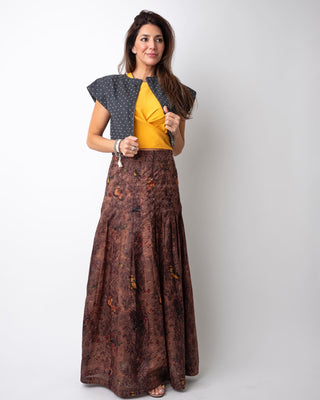 Paisley Sleeveless Knotted Wrapping Yellow Blouse