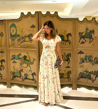 Santa Ana Wrap Tassels Hand Painted Floral Dress