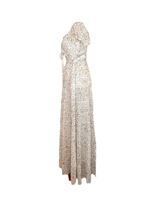 Simi  Wrap Tassels Off White Golden Stripes Dress