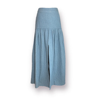 Hayward Front Slit and Distressed Light Denim Skirt