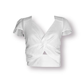San Clemente Knotted V-Cut White Blouse