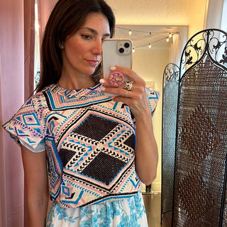 Paloma Short Sleeves, Geometrical Jacquard Vest