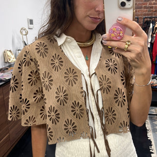 Odessa Suede Daisy Tobacco Top