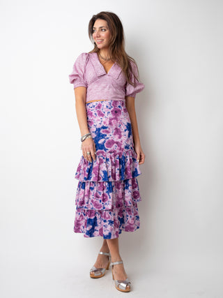 Rosemary "Madelyn's Fund" Tiered Ruffles Printed Skirt