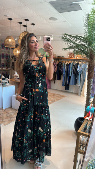 Fresno Front Slit, Belted, Nature and Black Dress