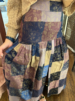 Rowen Pleated Slit Patched Skirt