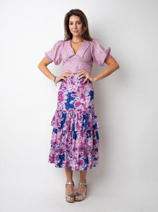 Rosemary "Madelyn's Fund" Tiered Ruffles Printed Skirt