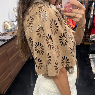 Odessa Suede Daisy Tobacco Top