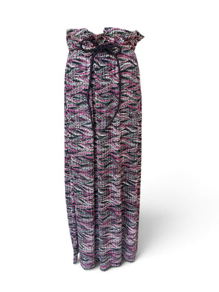 Blooming Wrinkled Waist, Rope Drawstring, Pink , Grey & Black Skirt