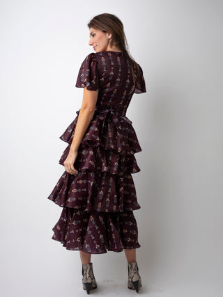 Saoirse Purple Ruffled Flowery Dress