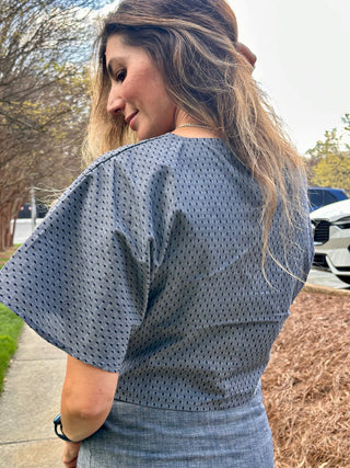 Tampa Knotted Polk-a-Dot Grey Top