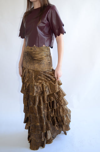 Arizona Pleated Ruffled Bronze Skirt