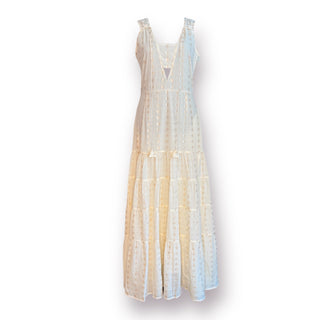 Englewood Sleeveless Staged, Hearted Light Cream Dress