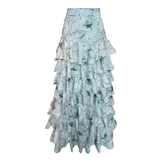 Kahului Layered, Sparks, Light Green & Beige Flowered Skirt