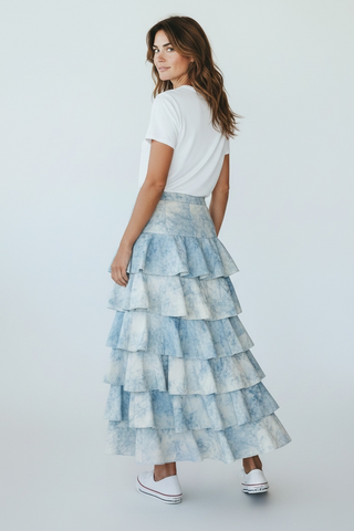 Bonners Layered, Sparks, Light Green & Beige Flowered Skirt
