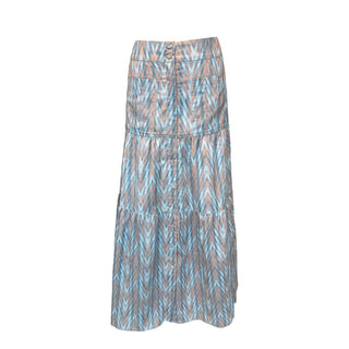 Caldwell Button Down, Front Pockets, Light Blue and Brown Skirt