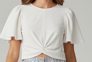 Kellog Short Sleeves Knotted White Blouse