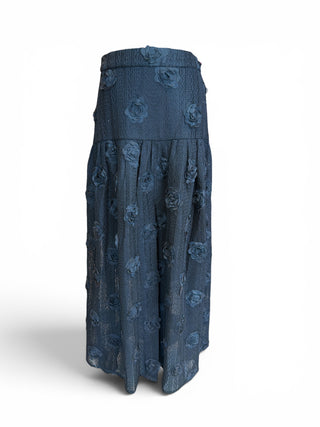 Blackfoot Front Slit, Rose Petals Embroidered Castor Skirt