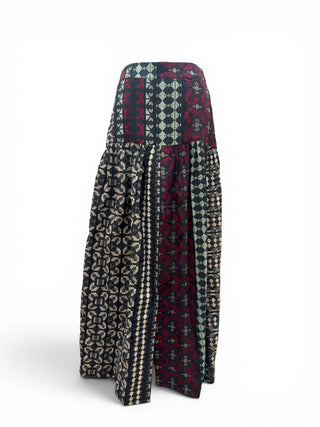 Moscow Front Slit, Burgundy, Green, Black, White Skirt
