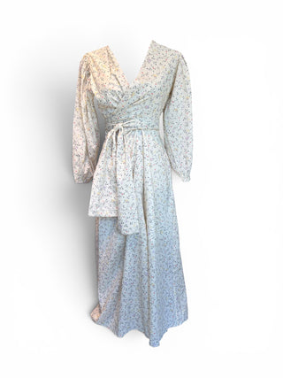 Lewiston Wrapped, Buttoned, Front Slit, Vcut Beige Sparks flowery Dress