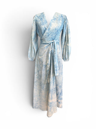 IdahoFalls Wrapped, Buttoned, Front Slit, Vcut TieDie Dress