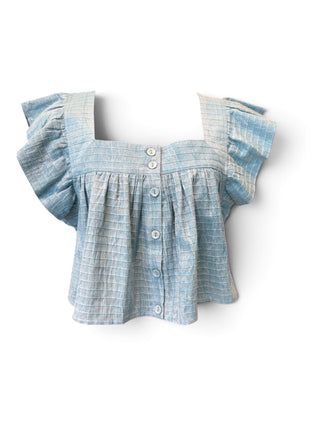 SunValley Cropped, Ruffles Light Blue Top