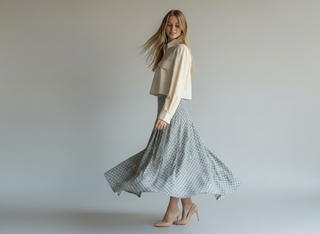 Illinois Pleated Tiles Bluish Skirt