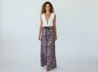 Blooming Wrinkled Waist, Rope Drawstring, Pink , Grey & Black Skirt