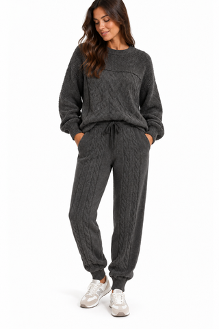 Mattoon Knit Twin Dark Grey Set