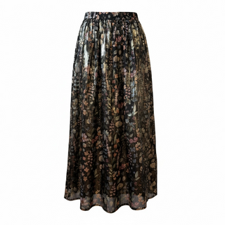 TodasRefaz Deep Black & Floral Skirt