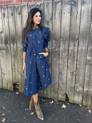 Raquel Covered-Buttondowns, Denin Navy Dress