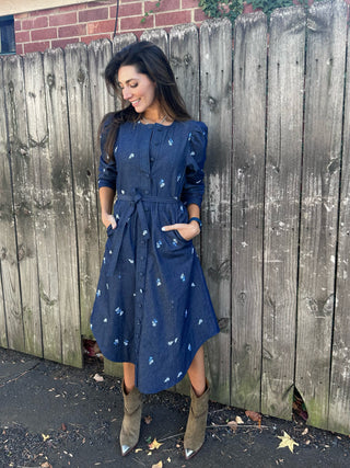 Raquel Covered-Buttondowns, Denin Navy Dress