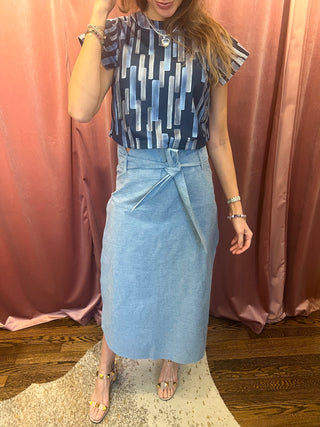 Anchorage Belted Slit Blue Skort