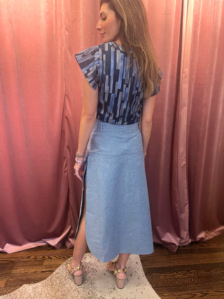 Anchorage Belted Slit Blue Skort