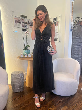 Veda Open Cut, Sleeveless, Sparkling Black Dress