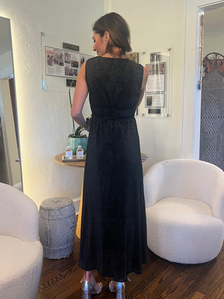 Veda Open Cut, Sleeveless, Sparkling Black Dress