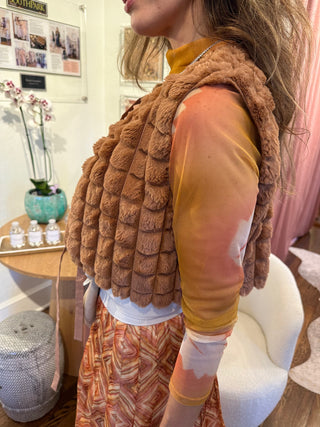 Mesa Furry Tan Shearling Vest