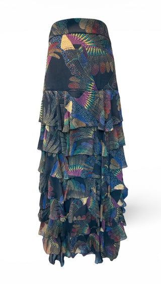 Warners Layered, Multicolor Birds Silk Skirt