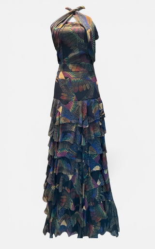 Warners Layered, Multicolor Birds Silk Skirt