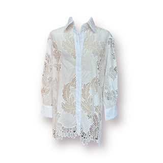 Southington Lace Long Sleeves Button Down White Shirt