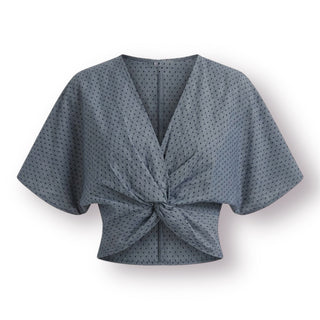 Tampa Knotted Polk-a-Dot Grey Top