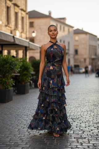 Warners Layered, Multicolor Birds Silk Skirt