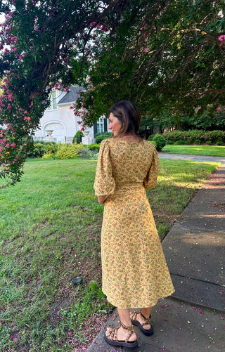 Valencia Overwrap Long Sleeve Yellow Dress