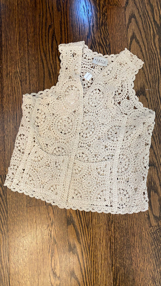 Crochet Round Pattern Pocket Vest
