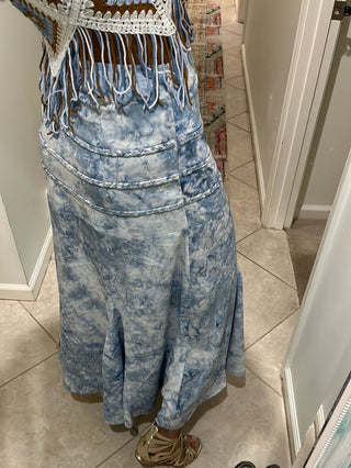 Prestige Triple Braided Blue Tie Dye Skirt