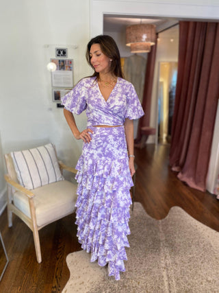 Odyssey Transpassed Blouse Ruffled Skirt Set