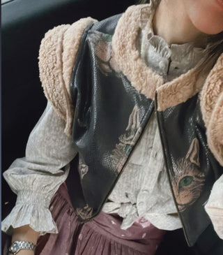 Naomi Sherpa Cats Vest