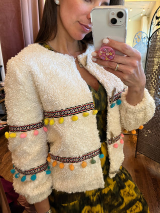 Manira Shearling Pompom Jacket